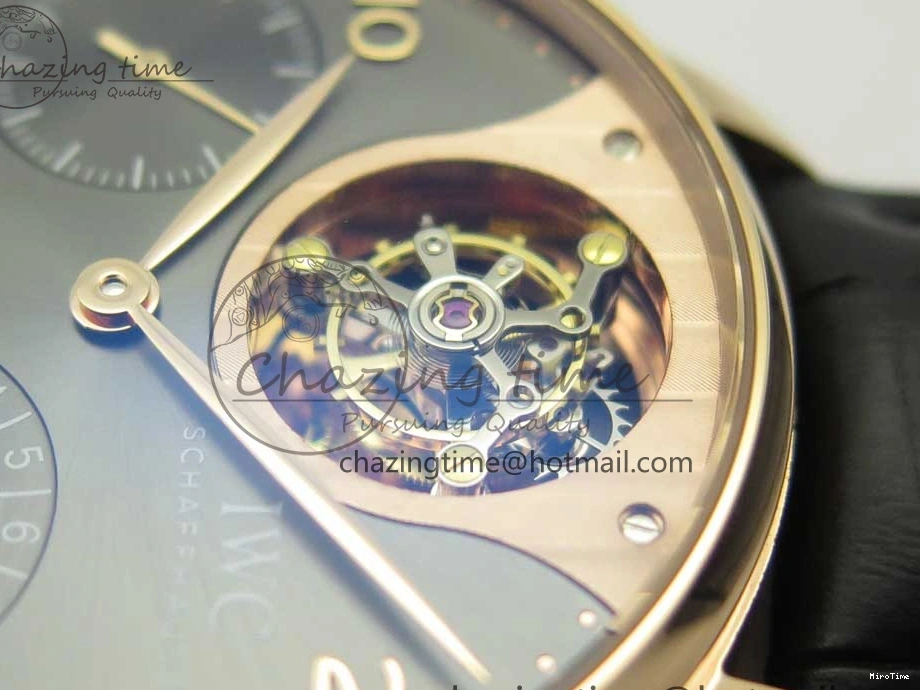 MIROTIME 0116 Portuguese Tourbillon IW5046 RG ZF Best Edition Gray Dial on Black Leather Strap SmoothTexture 7142